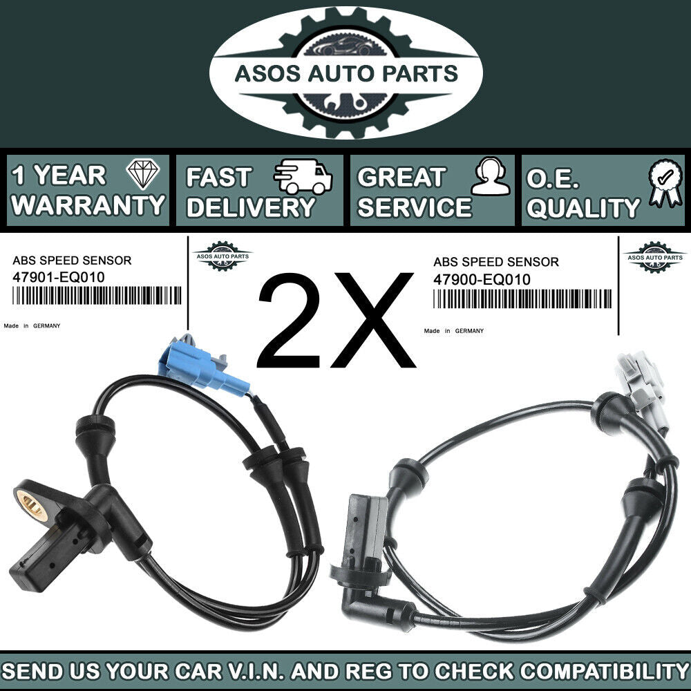 2X REAR ABS SPEED SENSOR Fits NISSAN X-TRAIL I T30 4X4 47900-EQ010 47901-EQ010