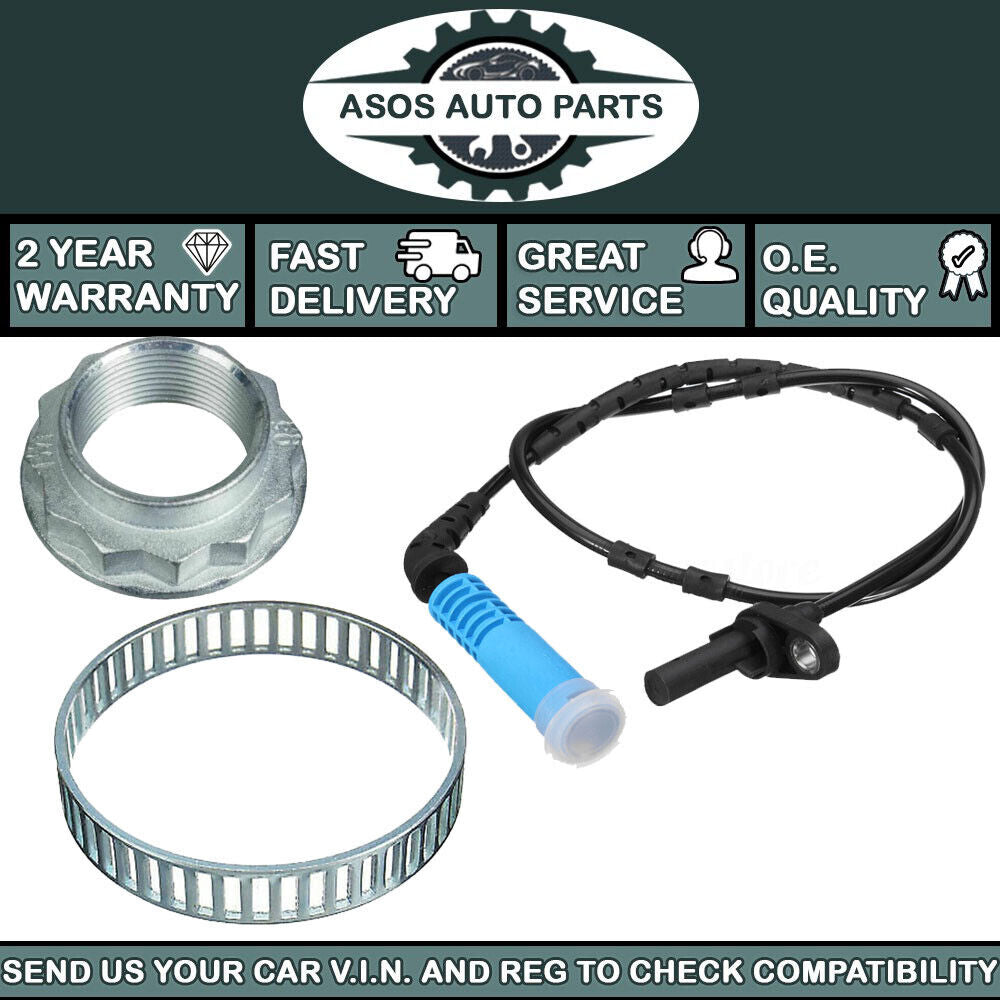 REAR ABS WHEEL SPEED SENSOR + ABS RING + AXLE NUT Fits BMW X3