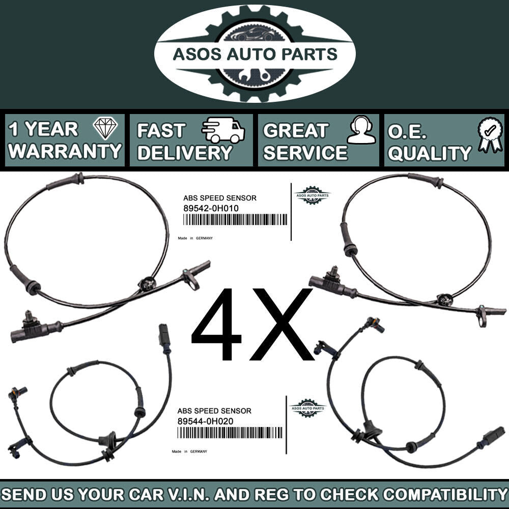 4X ABS SPEED SENSOR Fits CITROEN C1 1.0 1.2 1.4 4545.E1 4545.E2