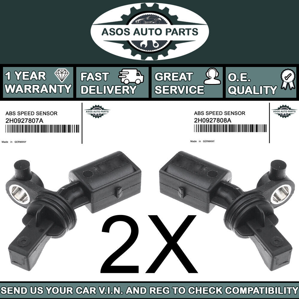 2X REAR ABS SPEED SENSOR Fits VW Amarok 2010-ON 2.0 3.0 2H0927807A 2H0927808A