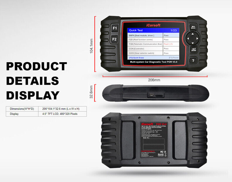 iCARSOFT POR V3.0 - PORSCHE  - 2023 - DIAGNOSTIC TOOL